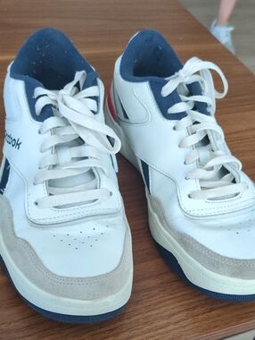 Reebok White, Navy & Beige Men's Low-Top Sneakers